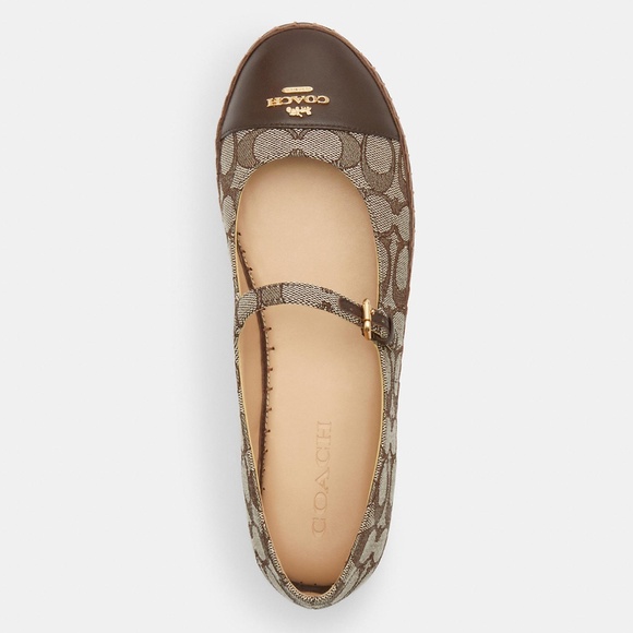 New Coach Maple Brown Carmela Espadrille In Signature Jacquard - Picture 3 of 4